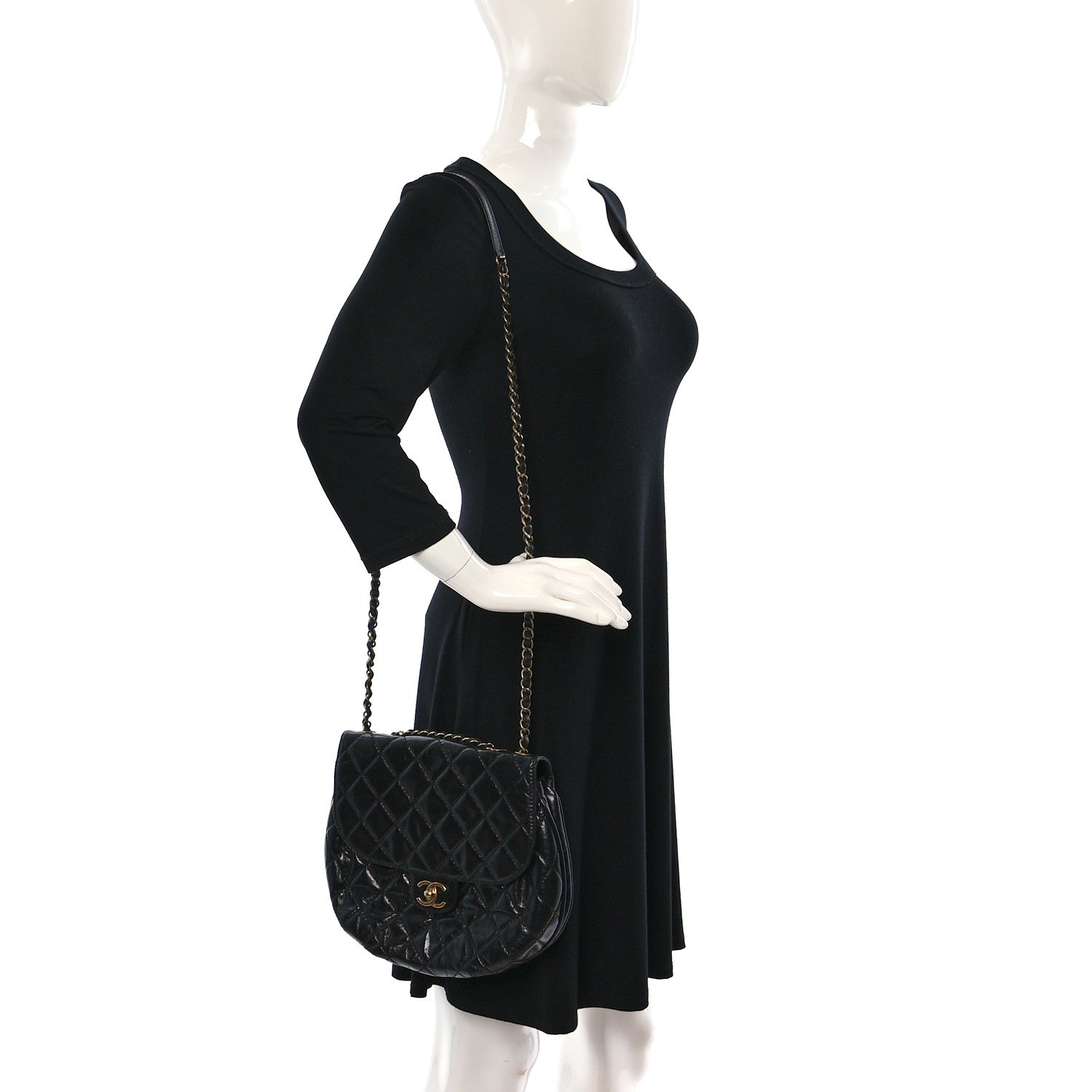 Chanel Glazed Calfskin Quilted Medium Bubble CC Flap Black 2 of 8