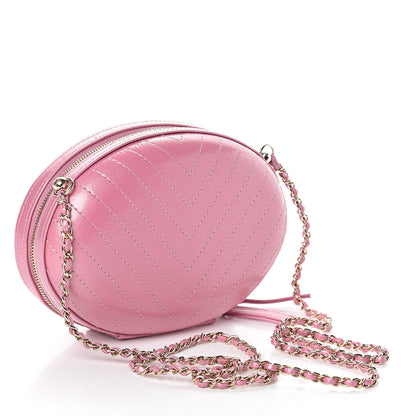 Chanel Calfskin Chevron Stitched Evening Bag Pink 2 of 8
