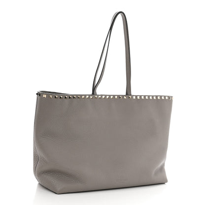Valentino Garavani Grained Calfskin Rockstud Shoulder Tote Perla 3 of 10