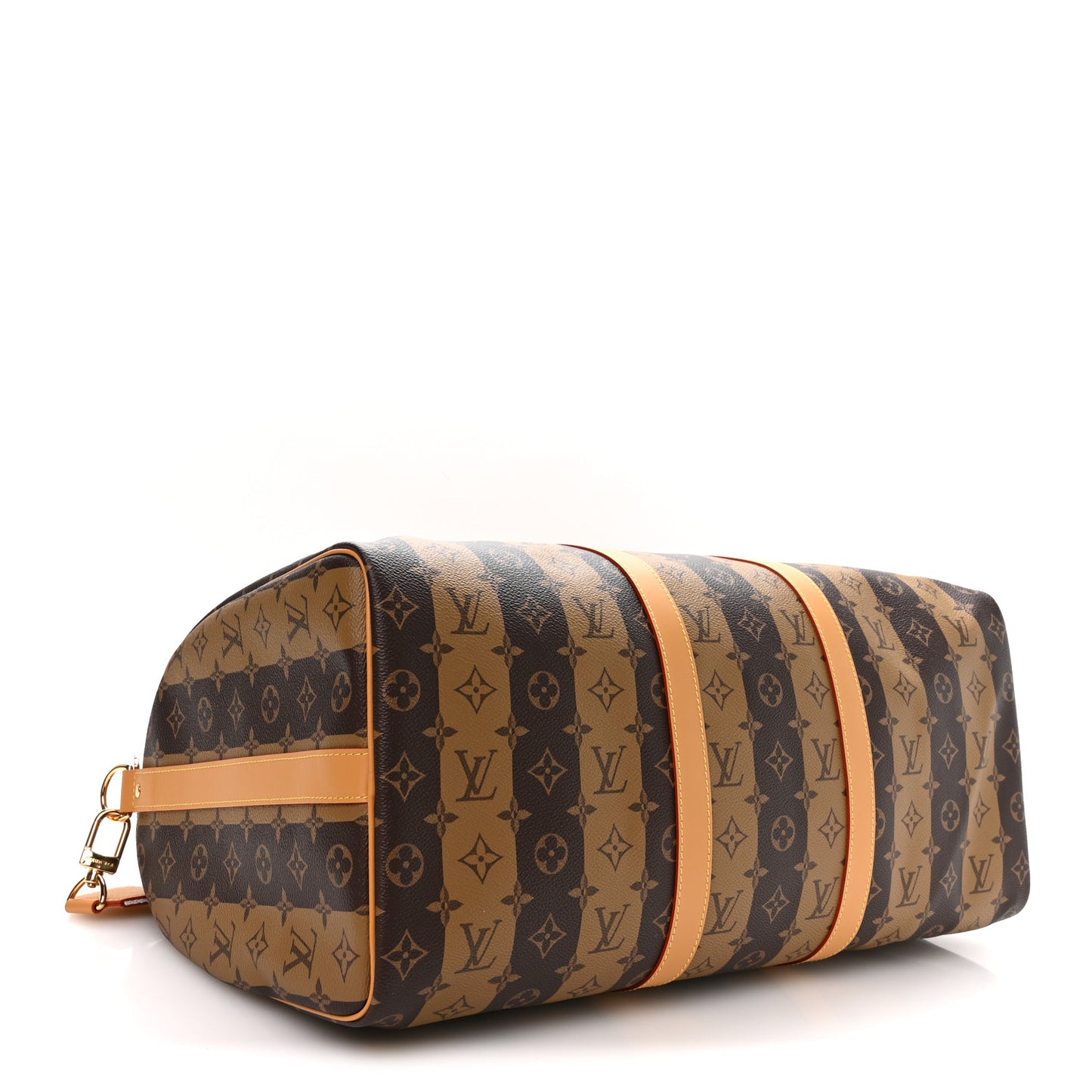 X NIGO Reverse Monogram Stripe Keepall Bandouliere 50 Brown