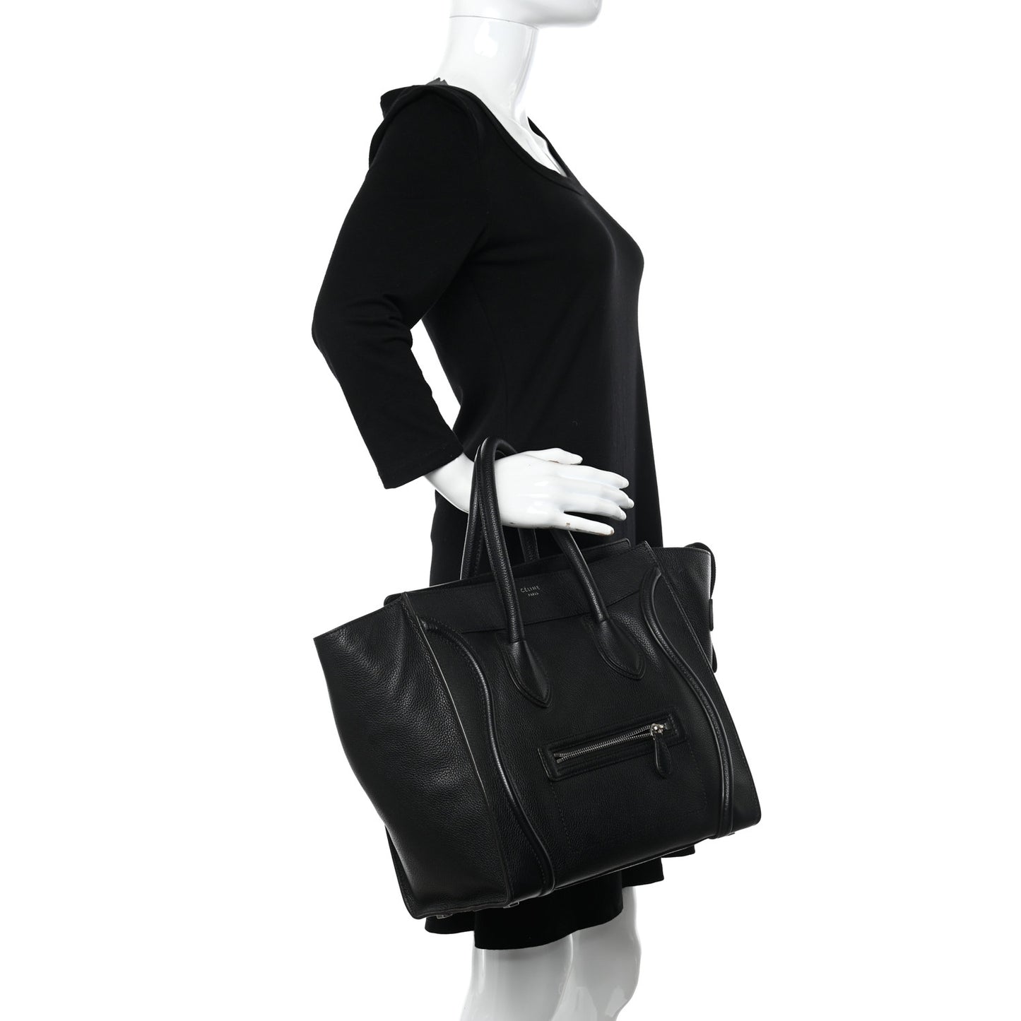 Drummed Calfskin Mini Luggage Black