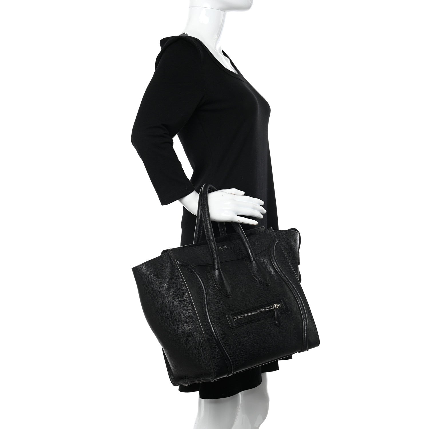 Celine Drummed Calfskin Mini Luggage Black 2 of 11