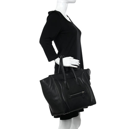 Celine Drummed Calfskin Mini Luggage Black 2 of 11