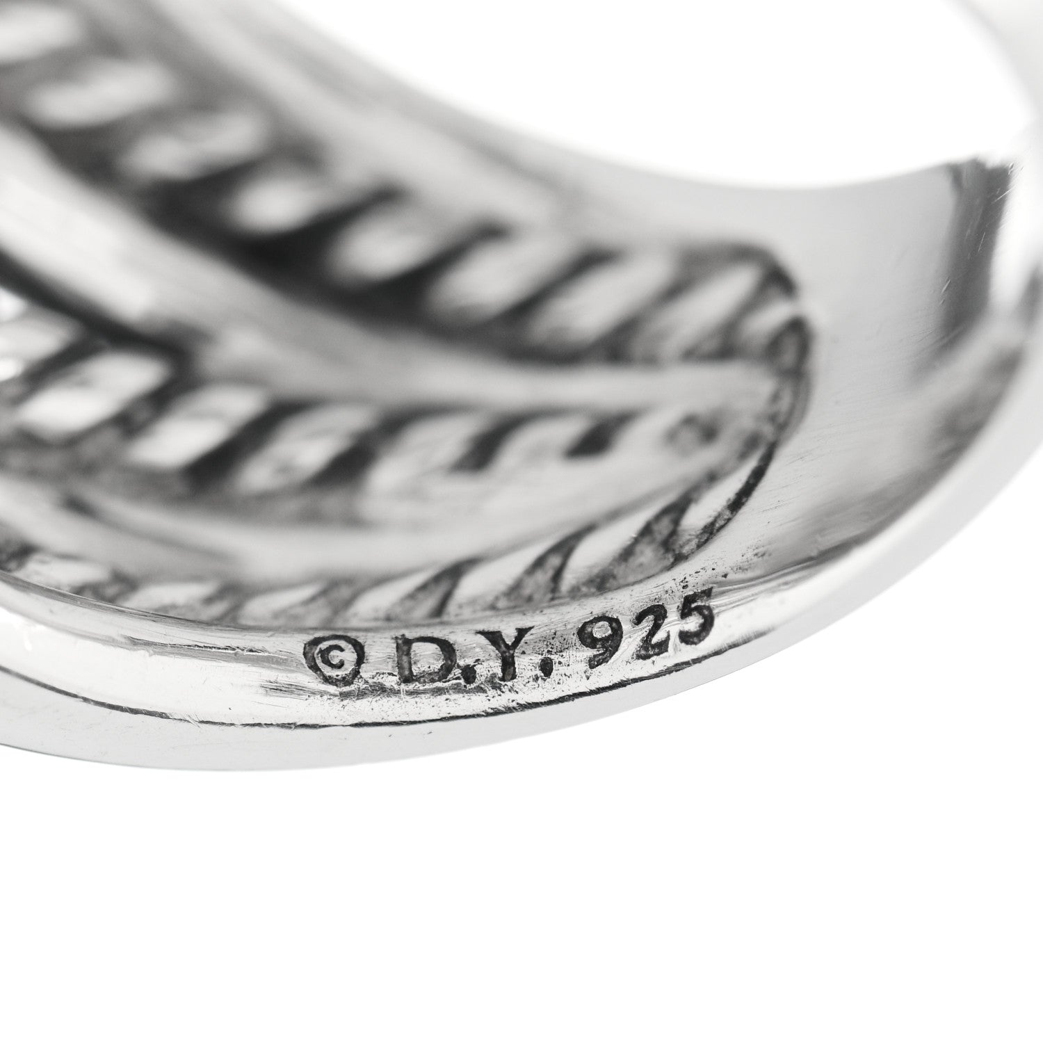 David Yurman Sterling Silver 16mm Wide Crossover Cable Ring 57 8 5 of 5