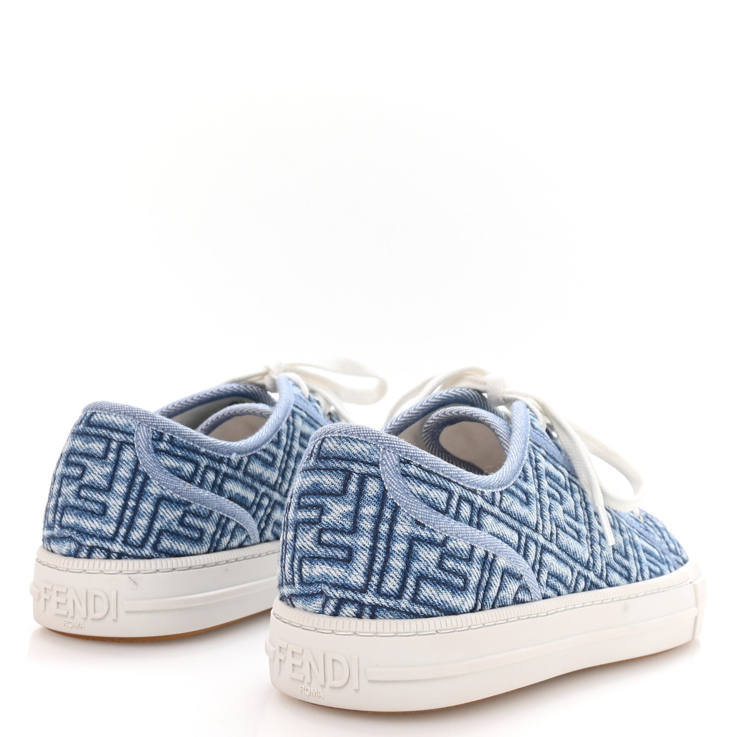 Fendi Denim Jacquard FF Matelasse Womens Domino Low Top Sneakers
