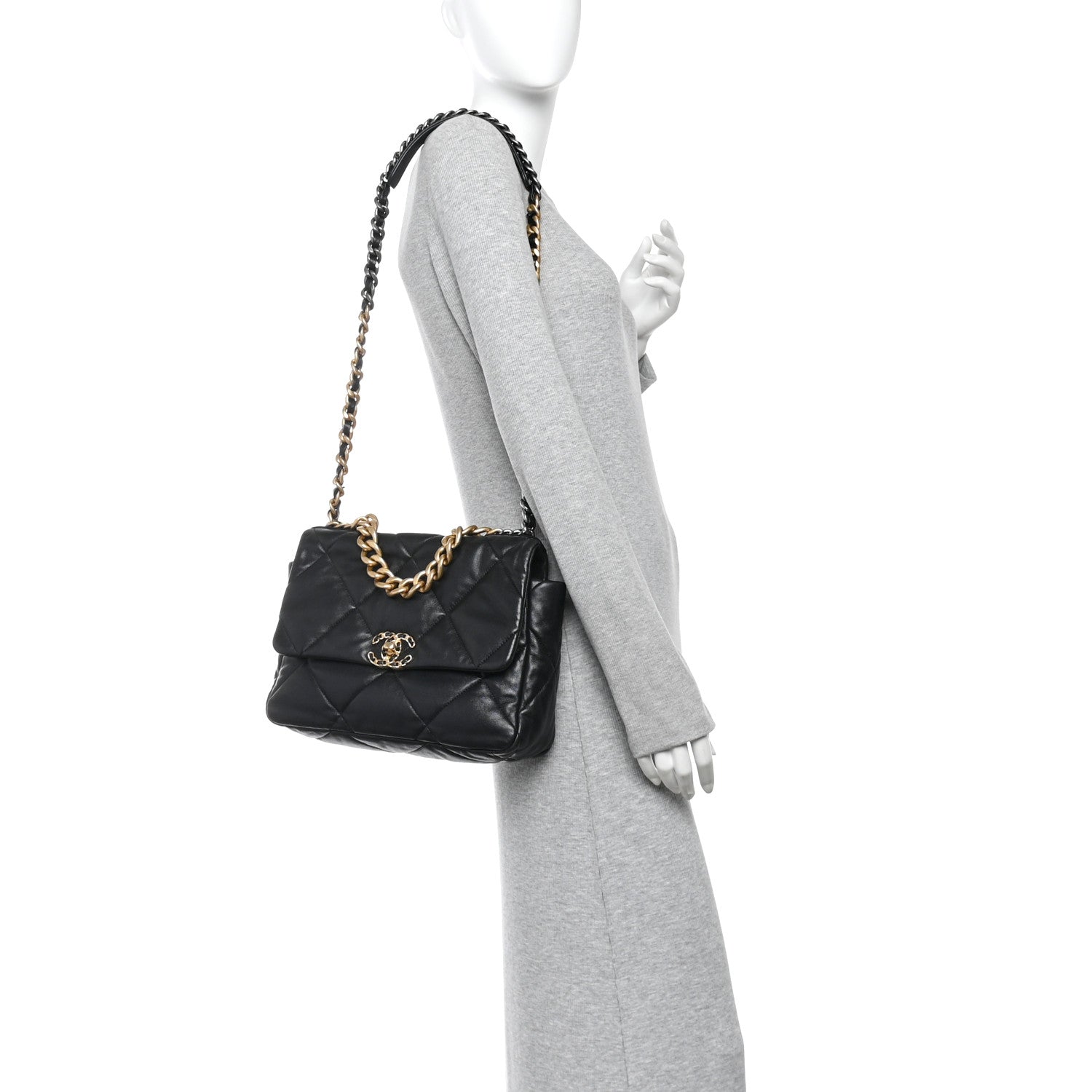 Chanel Goatskin Quilted Large Chanel 19 Flap Black 2 of 10