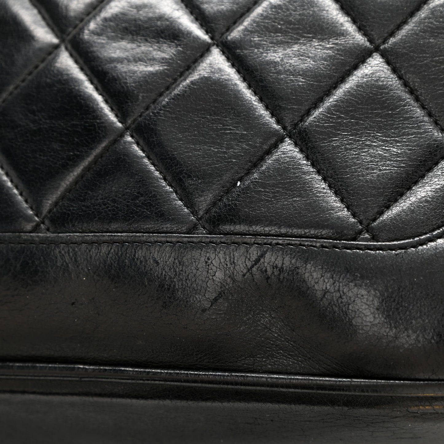 Lambskin Quilted Vanity Train Case Shoulder Bag Black