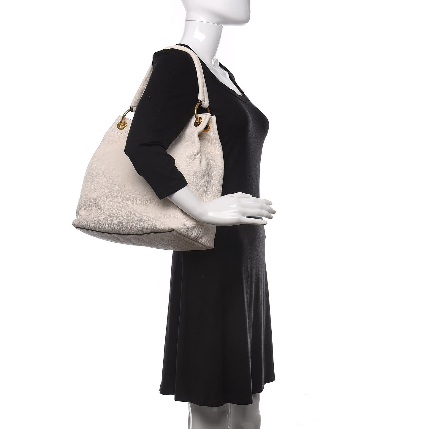 Vitello Phenix Embossed Logo Hobo White
