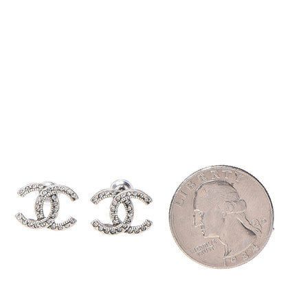 Chanel Crystal CC Earrings Silver 2 of 5