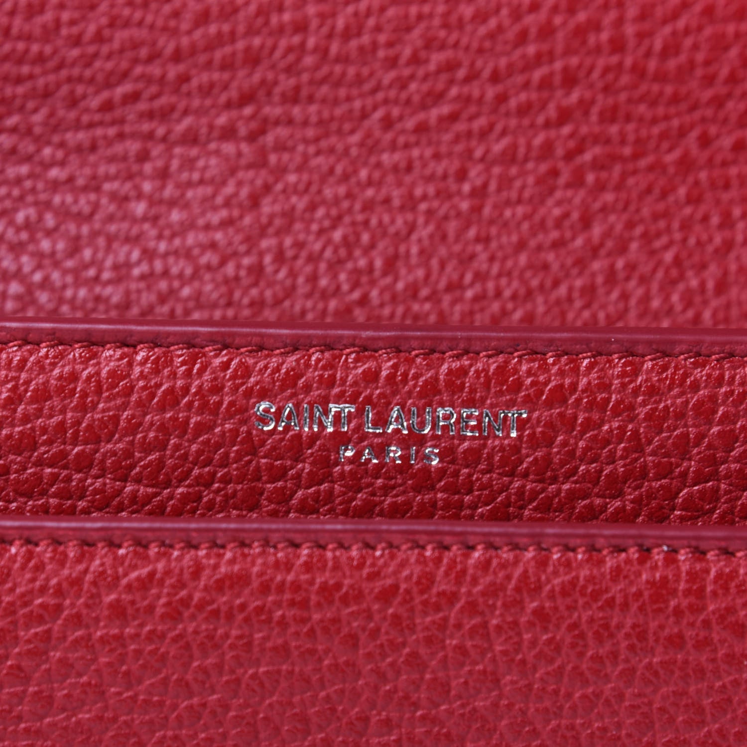 Saint Laurent Grained Calfskin Medium Monogram Sunset Satchel Red 4 of 4