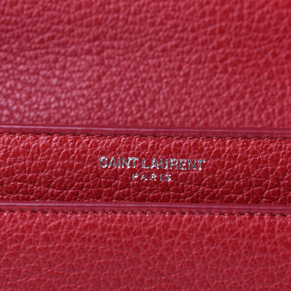 Saint Laurent Grained Calfskin Medium Monogram Sunset Satchel Red 4 of 4