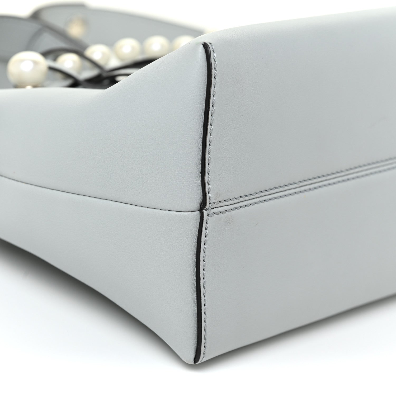 Fendi Vitello Dolce Pearl Scalloped Medium By The Way Boston Bag Grigio Perla 9 of 10