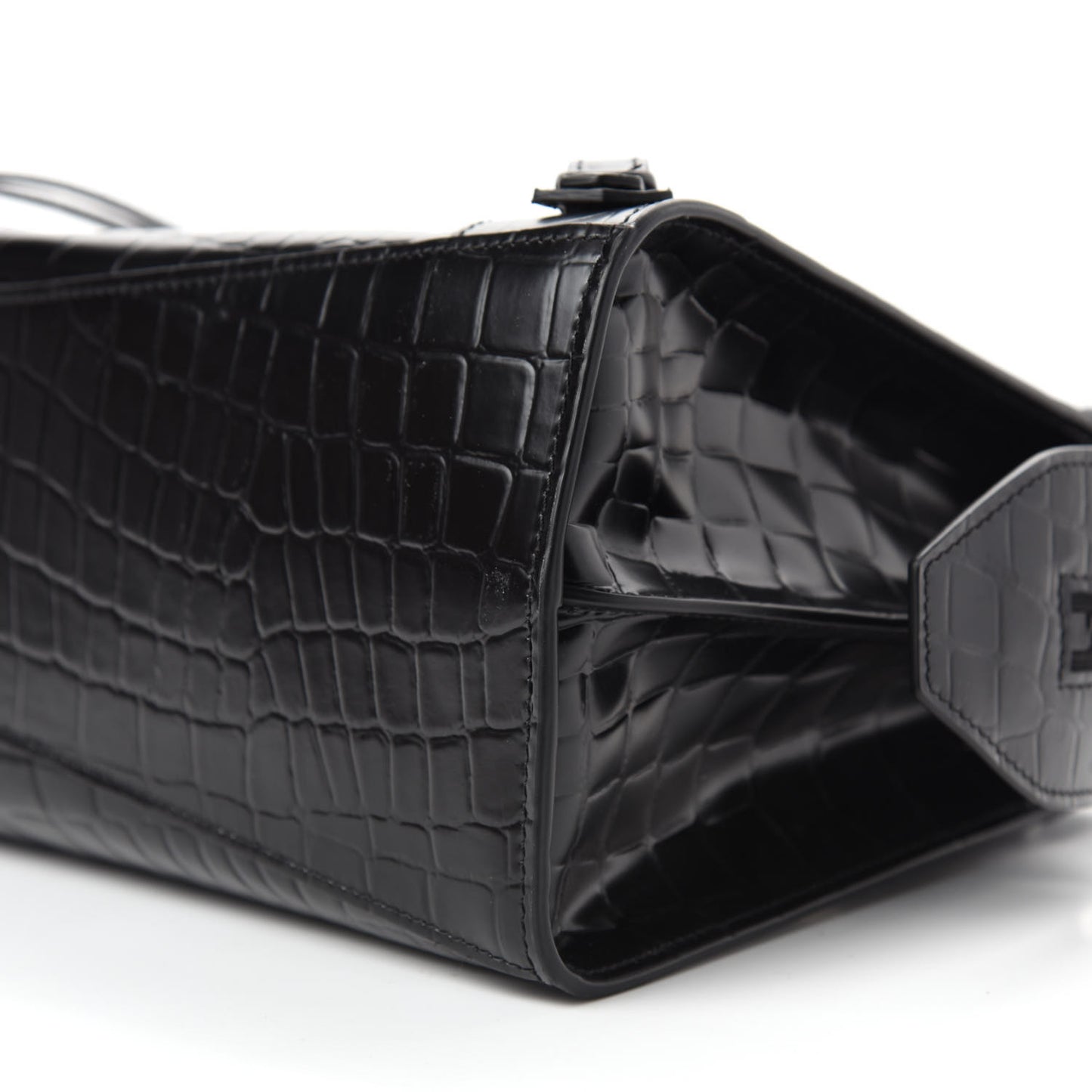 Semi Shiny Calfskin Crocodile Embossed Neo Classic Black Hardware S City Black