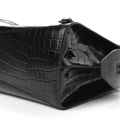 Balenciaga Semi Shiny Calfskin Crocodile Embossed Neo Classic Black Hardware S City Black 8 of 12