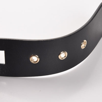 Chanel Calfskin Cross Stitch Grommet Belt 90 36 Black 5 of 8