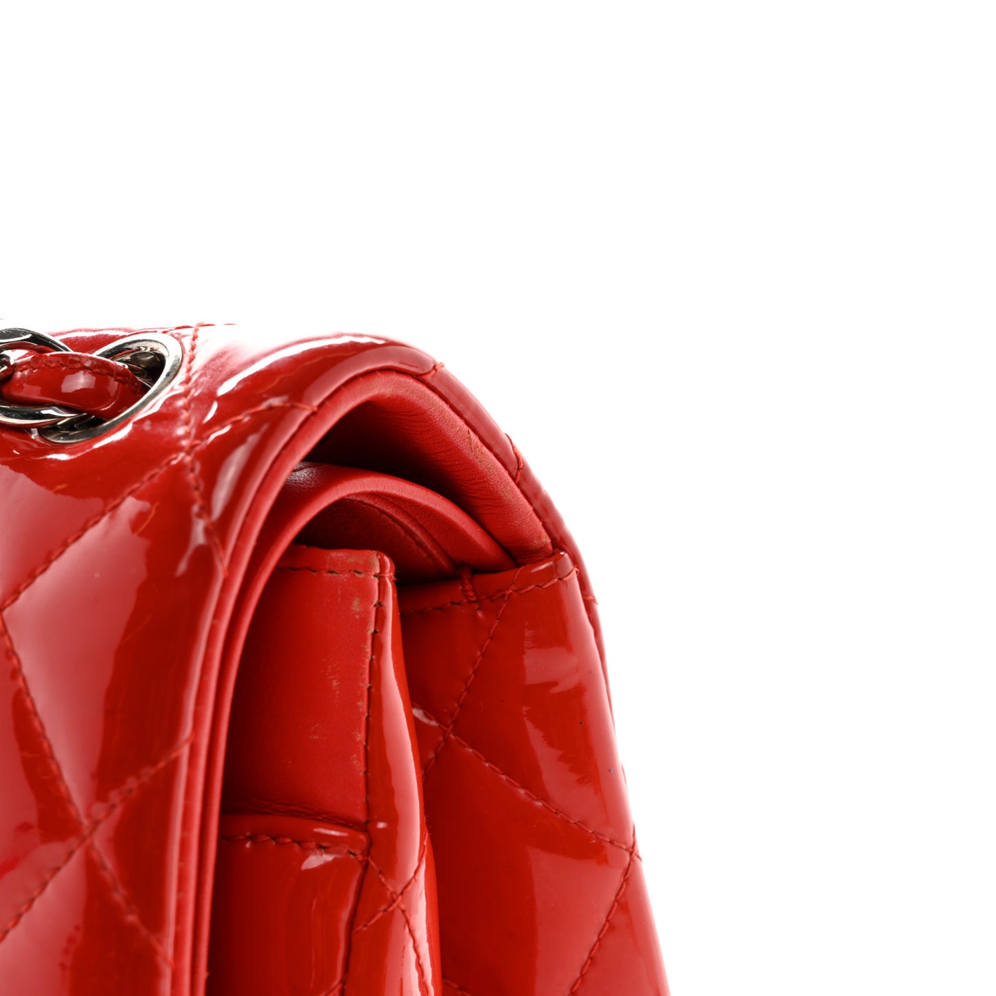 Patent Quilted Jumbo Double Flap Red