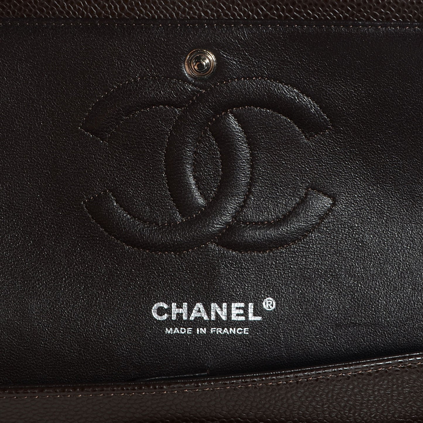 Caviar Quilted Medium Double Flap Brown