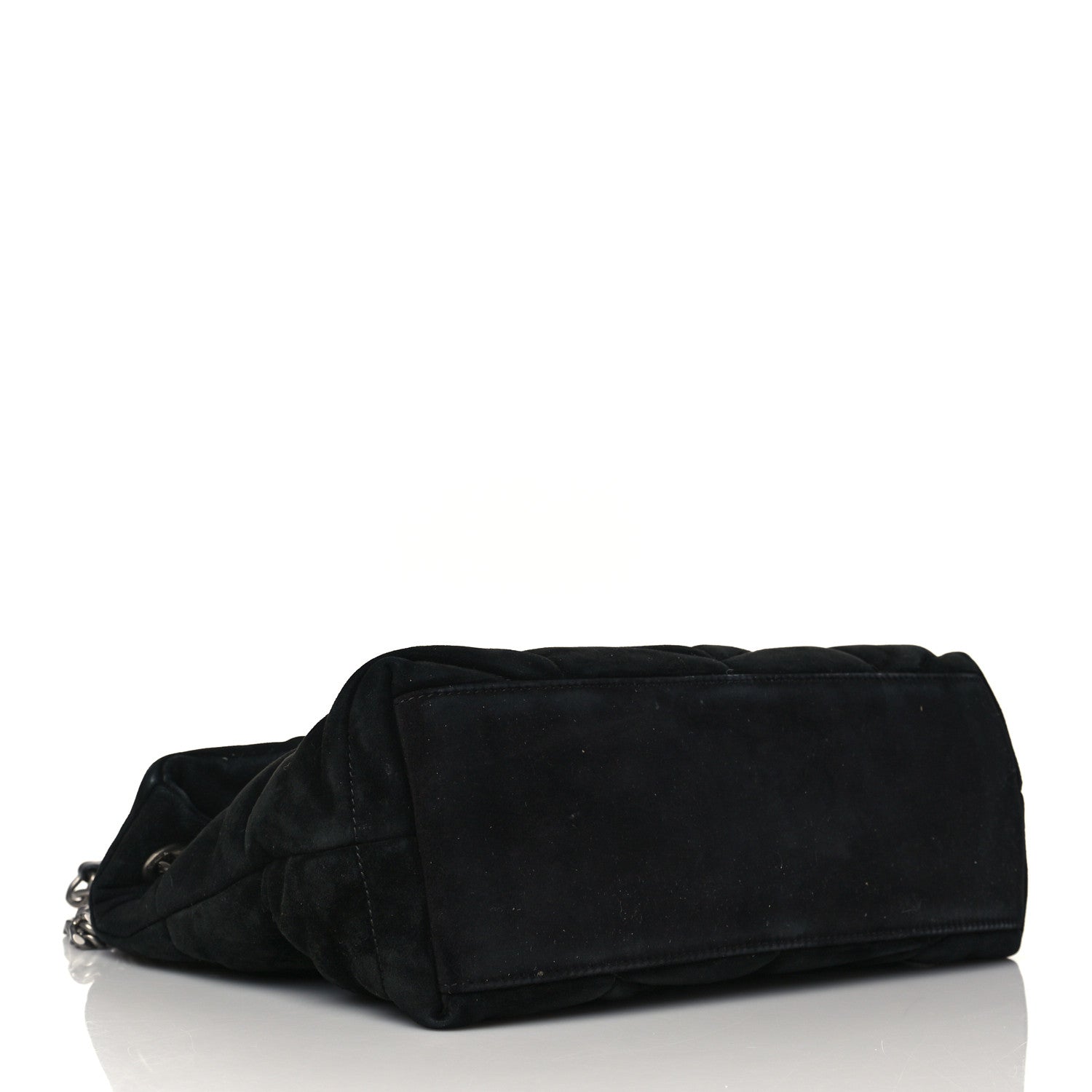Saint Laurent Suede Calfskin Quilted Small Loulou Puffer Monogram Chain Satchel Black 4 of 12