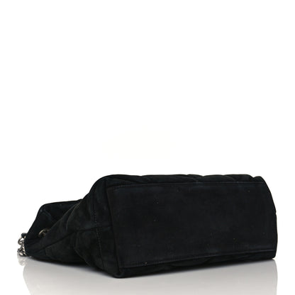 Saint Laurent Suede Calfskin Quilted Small Loulou Puffer Monogram Chain Satchel Black 4 of 12