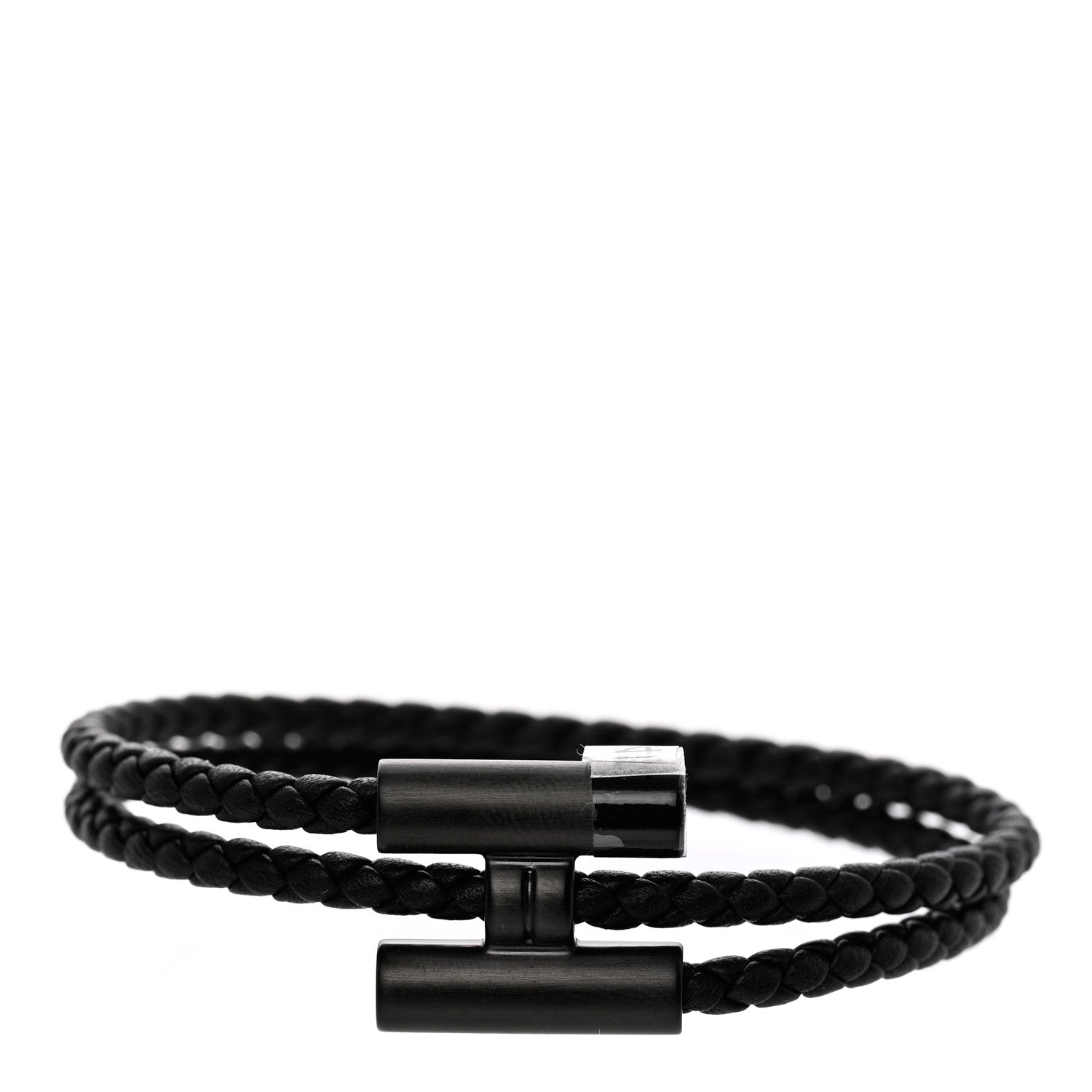 Hermes Swift Double Wrap Cord Tournis Tresse Bracelet T4 Black 1 of 6