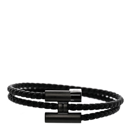 Hermes Swift Double Wrap Cord Tournis Tresse Bracelet T4 Black 1 of 6
