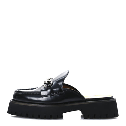 Gucci Magnum Calfskin Womens Horsebit Platform Mules 36 Black 1 of 11