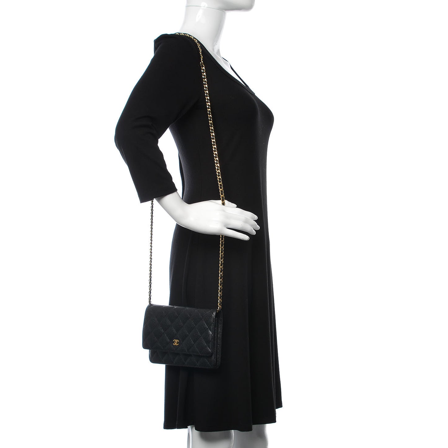 Caviar Quilted Wallet On Chain WOC Black