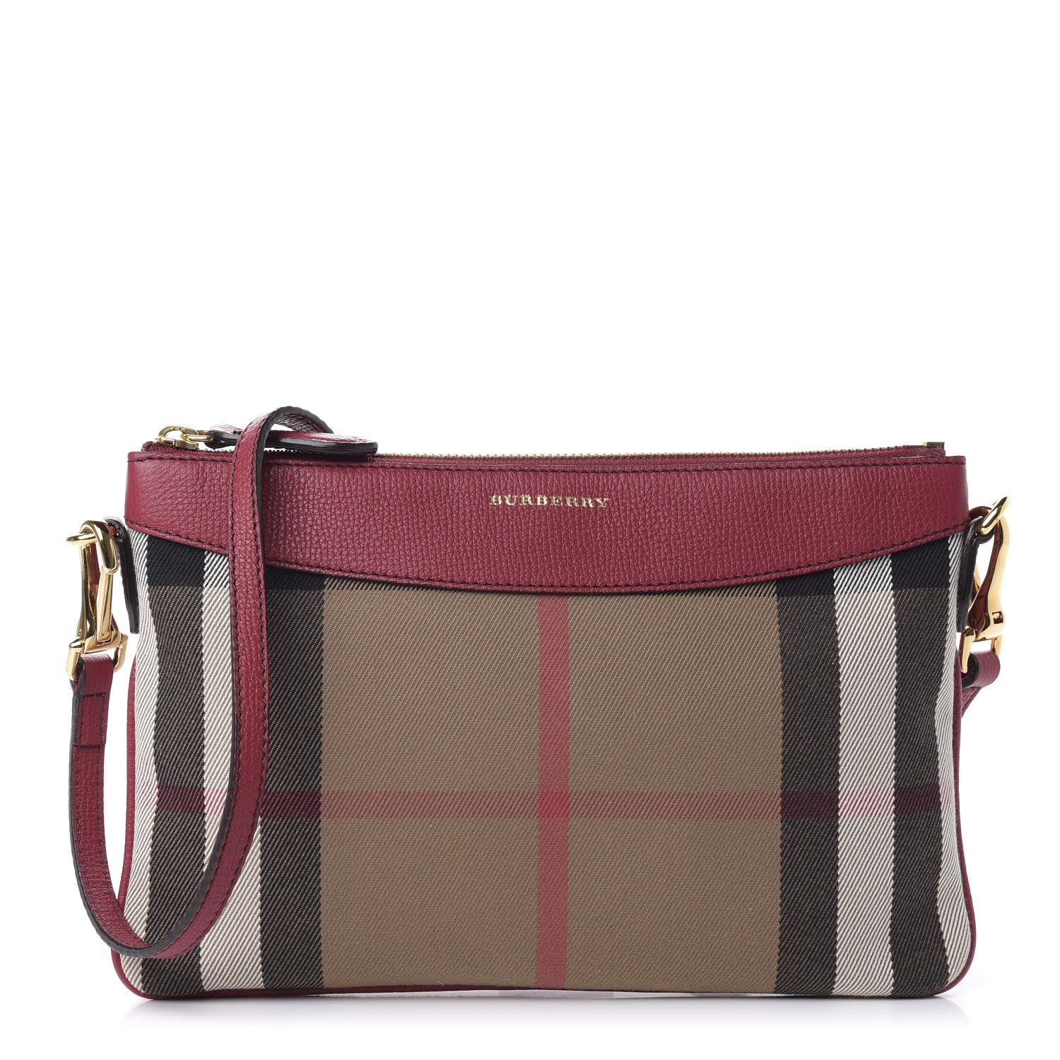 Burberry House Check Derby Peyton Crossbody Clutch Bag Russet Red 1 of 11