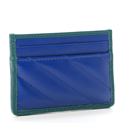 Gucci Azalea Calfskin Matelasse Diagonal Enamel Torchon GG Marmont Card Holder Imperial Blue Pavone 2 of 4