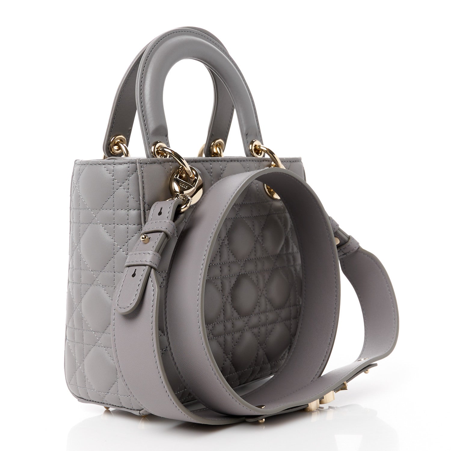 Christian Dior Lambskin Cannage Small My ABCDior Lady Dior Grey 3 of 11