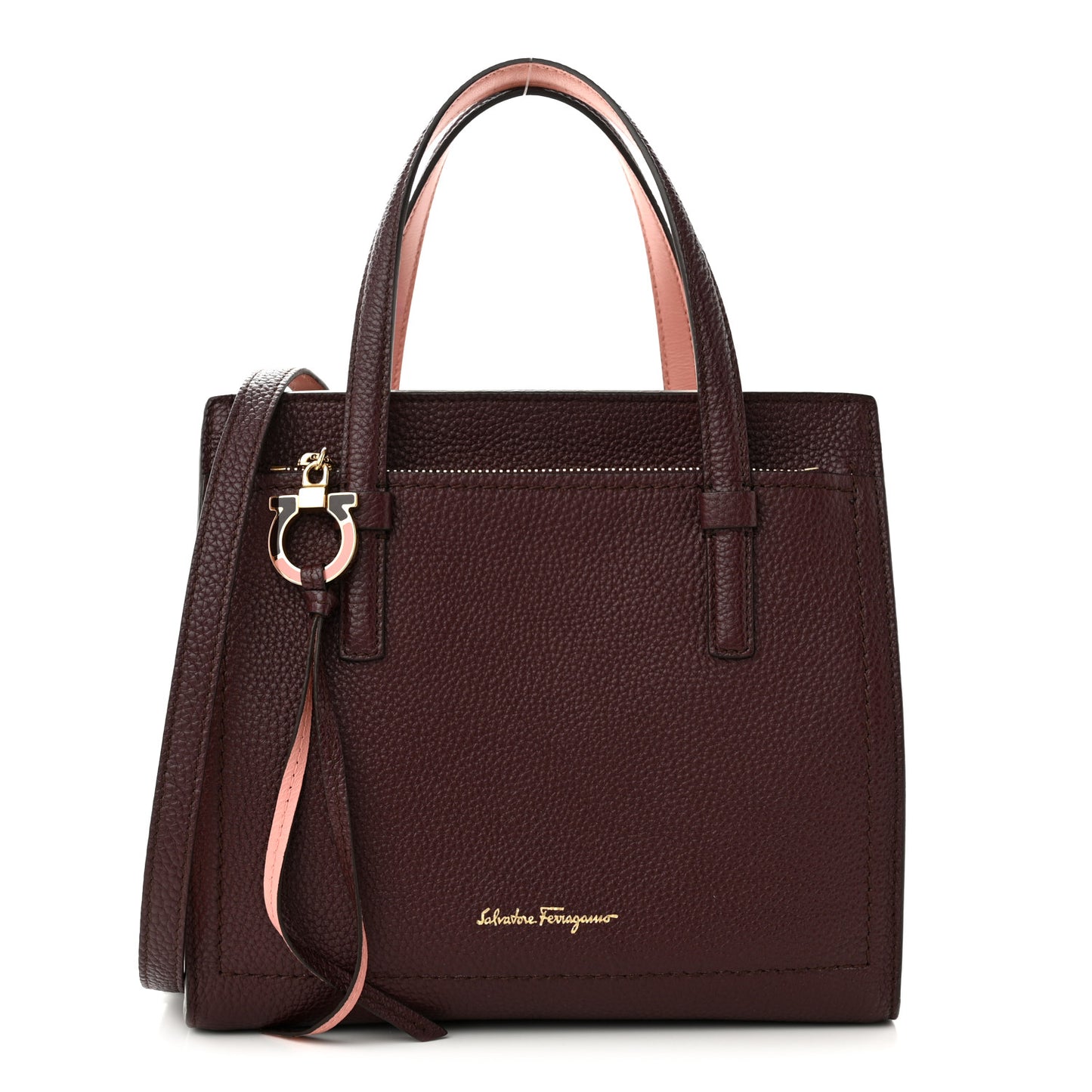 Hammered Calfskin Double Handle Small Amy Tote Red