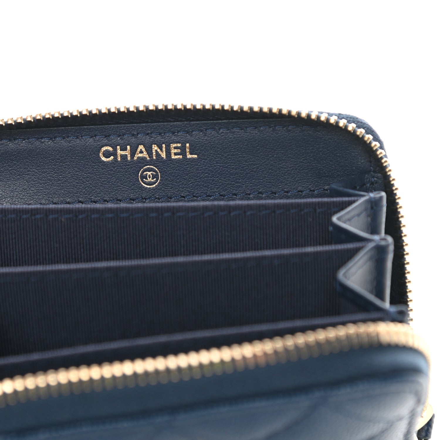 Chanel Caviar Quilted Zip Coin Purse Dark Blue 6 of 10