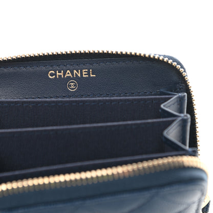 Chanel Caviar Quilted Zip Coin Purse Dark Blue 6 of 10
