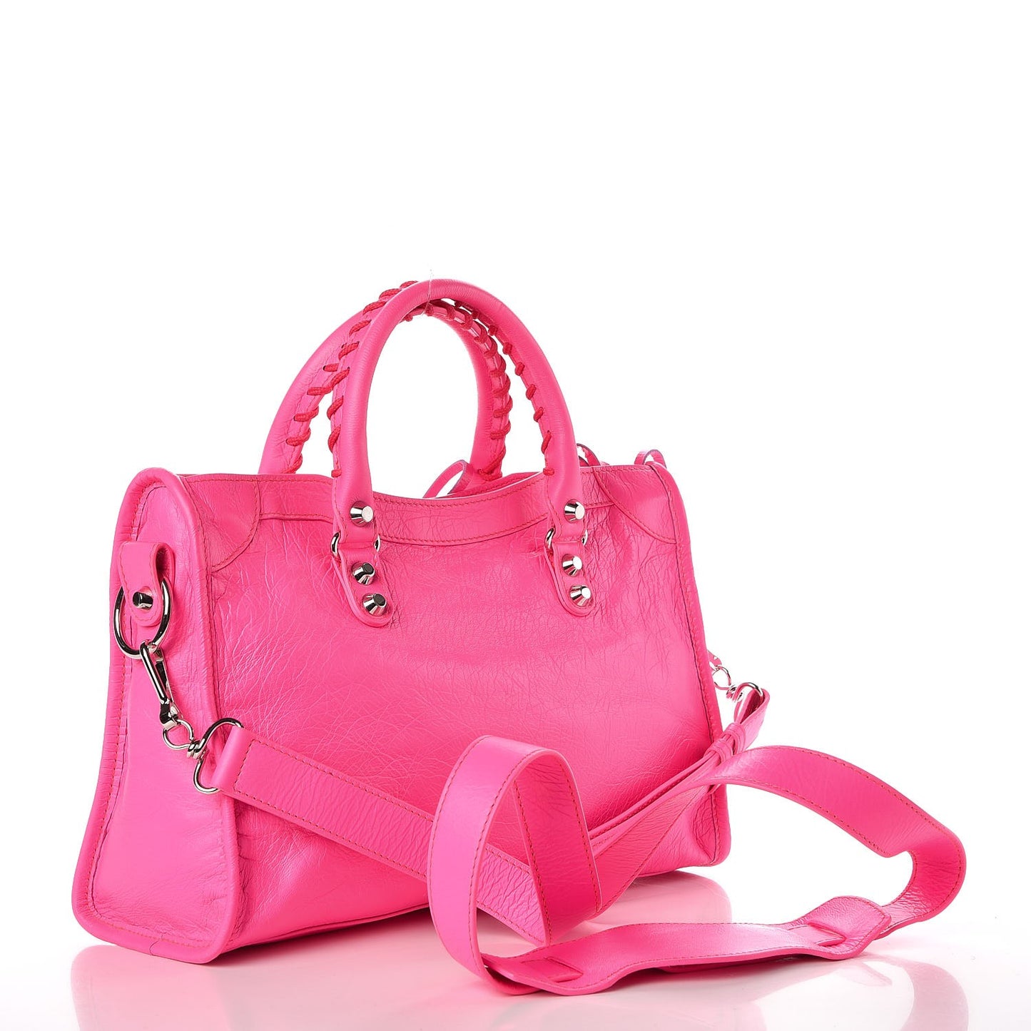 Agneau Classic Silver Hardware S City Rose Fluo