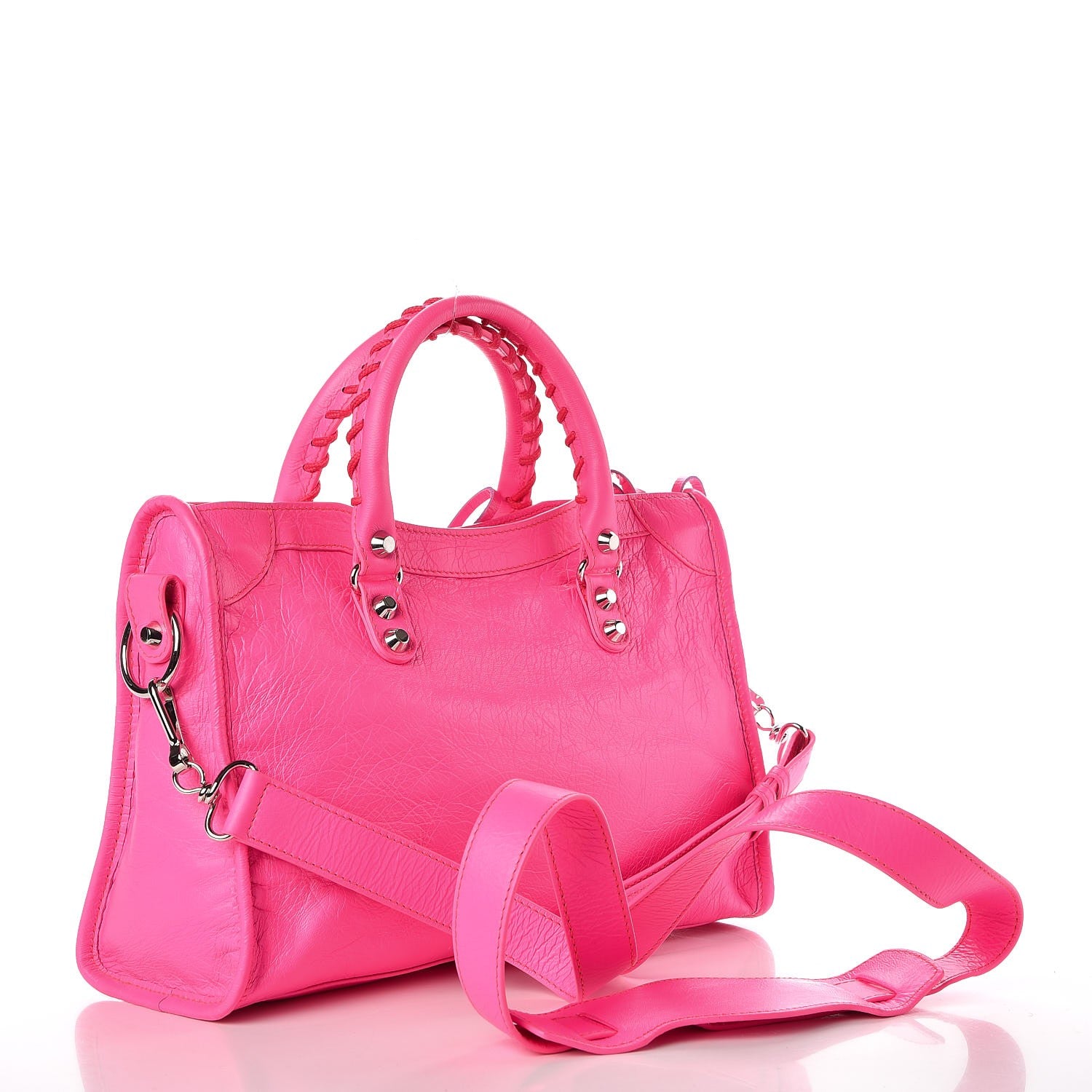 Balenciaga Agneau Classic Silver Hardware S City Rose Fluo 3 of 8