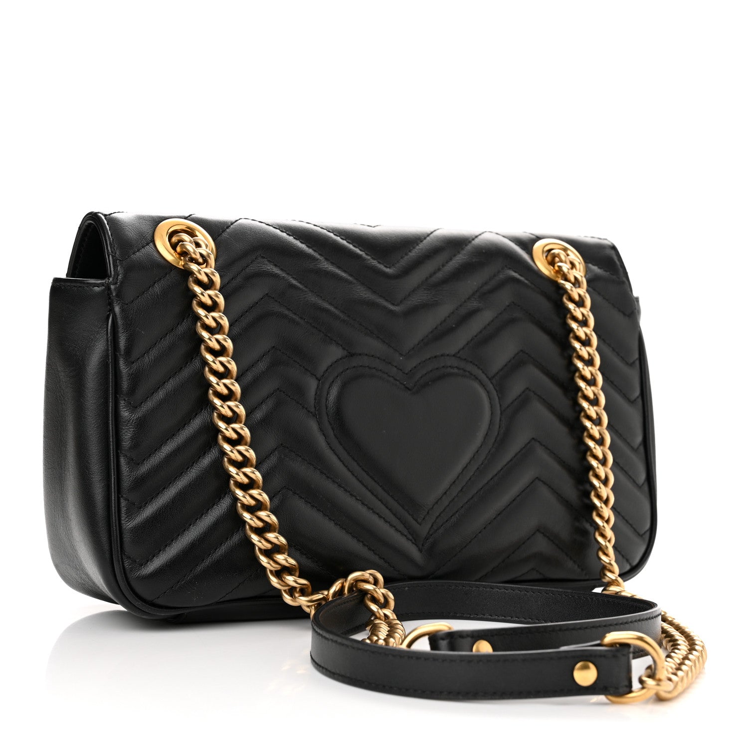 Gucci Calfskin Matelasse Small GG Marmont Shoulder Bag Black 3 of 13