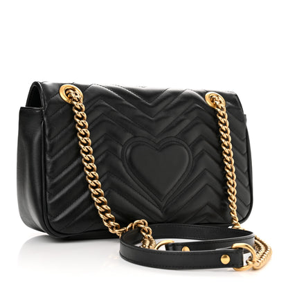 Gucci Calfskin Matelasse Small GG Marmont Shoulder Bag Black 3 of 13
