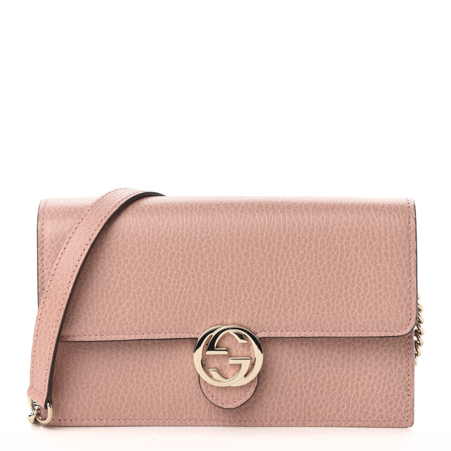 Gucci Dollar Calfskin Interlocking G Chain Wallet Soft Pink 1 of 10