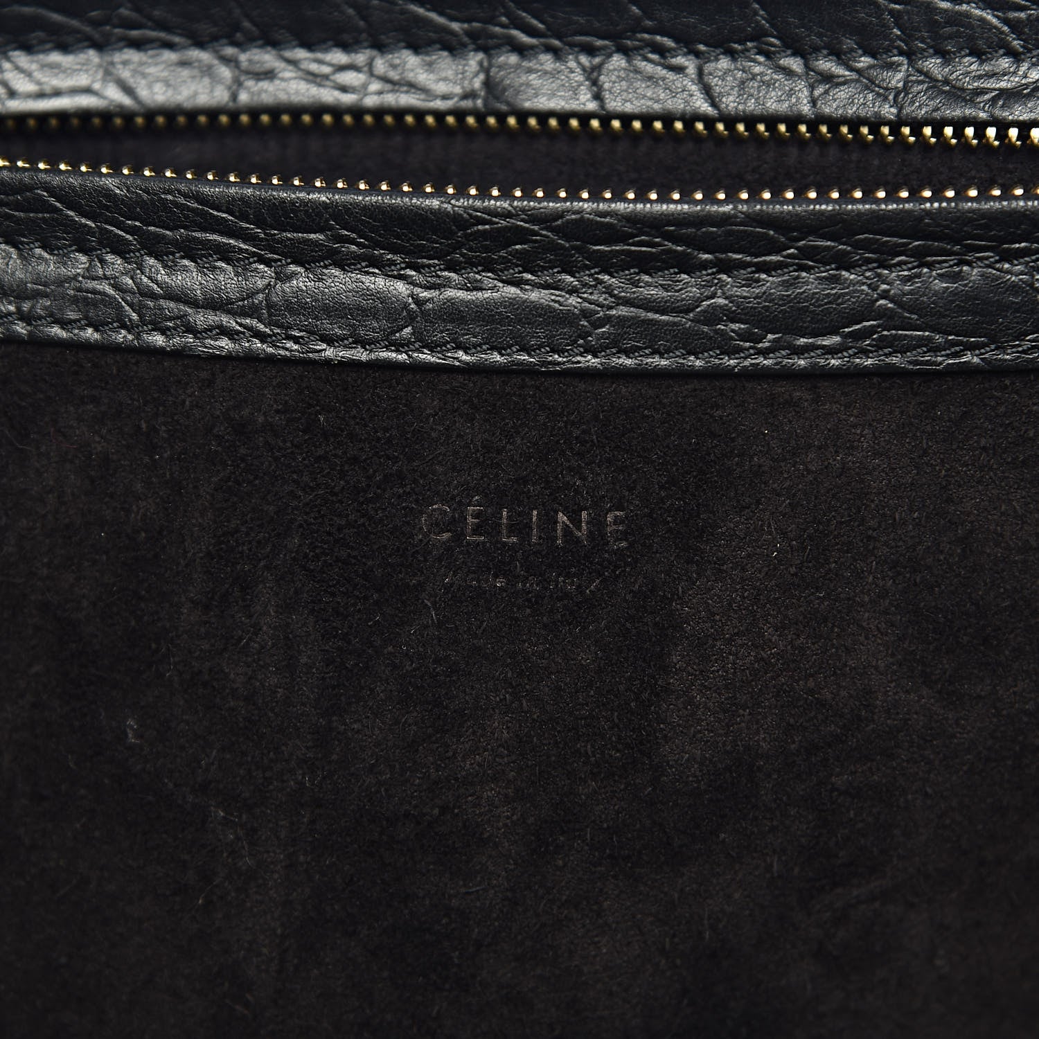 Celine Crocodile Embossed Calfskin Medium Phantom Luggage Black 6 of 11
