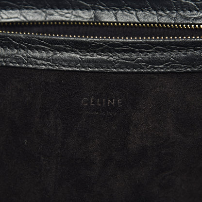 Celine Crocodile Embossed Calfskin Medium Phantom Luggage Black 6 of 11