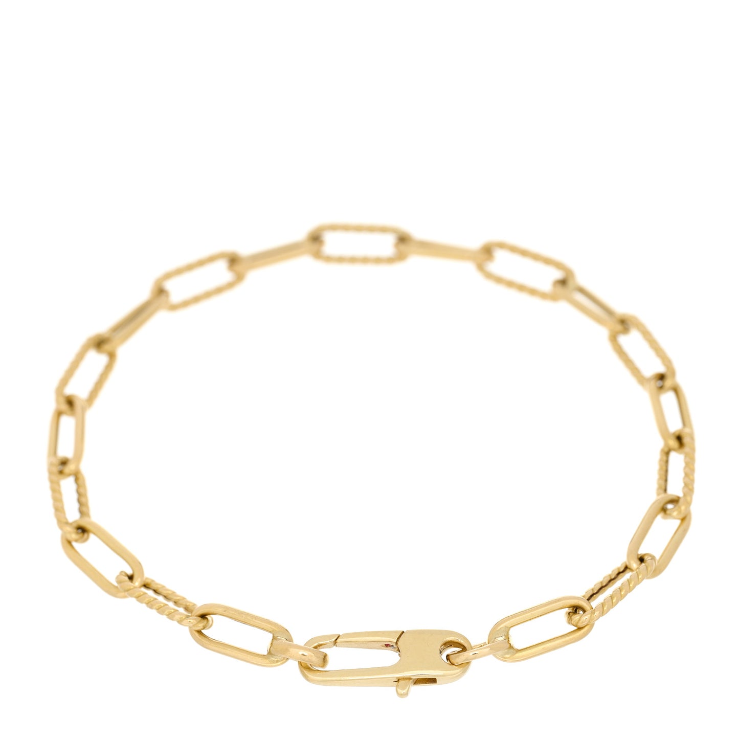 18K Yellow Gold Fluted Paper Clip Link Bracelet