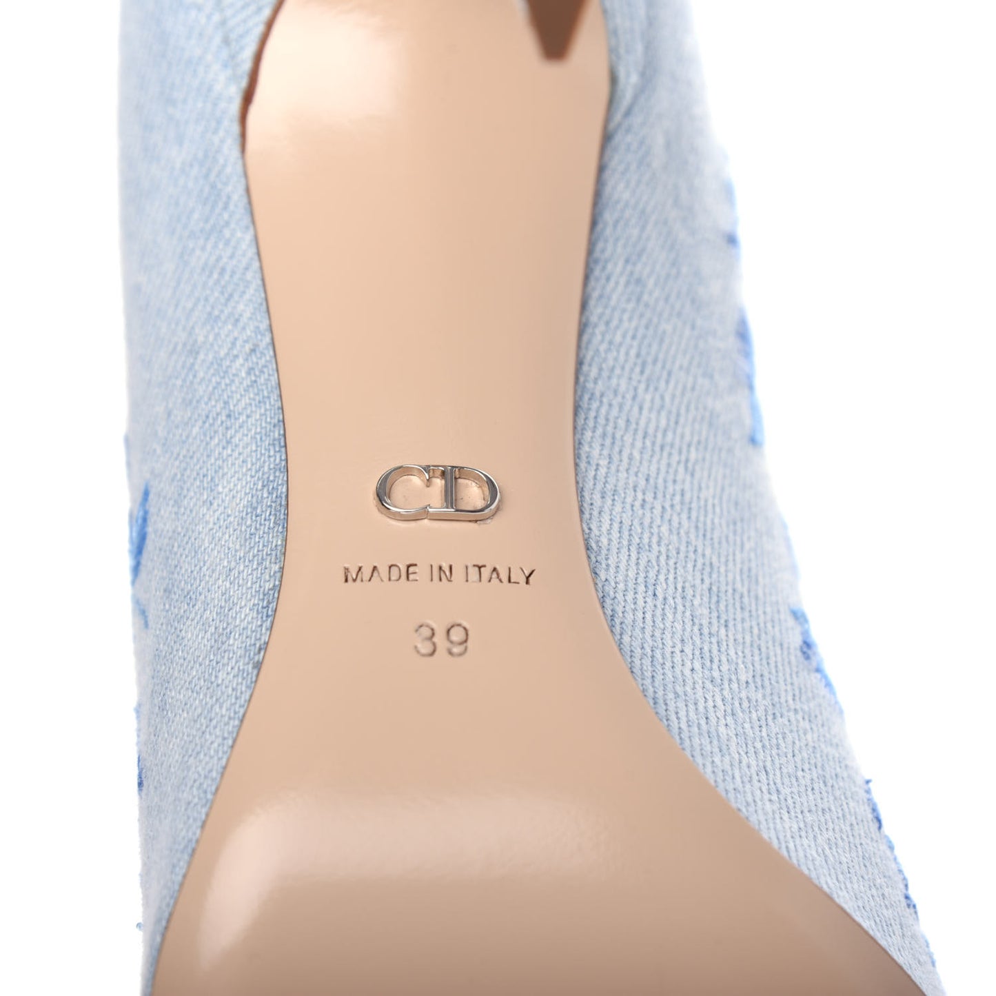 Denim Embroidered Pumps 39 Light Blue