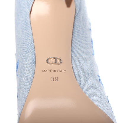 Christian Dior Denim Embroidered Pumps 39 Light Blue 9 of 11