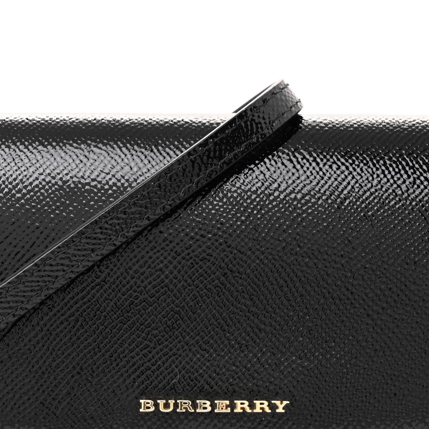 Burberry Patent Grainy Calfskin Henley Wallet On Chain Black 10 of 12