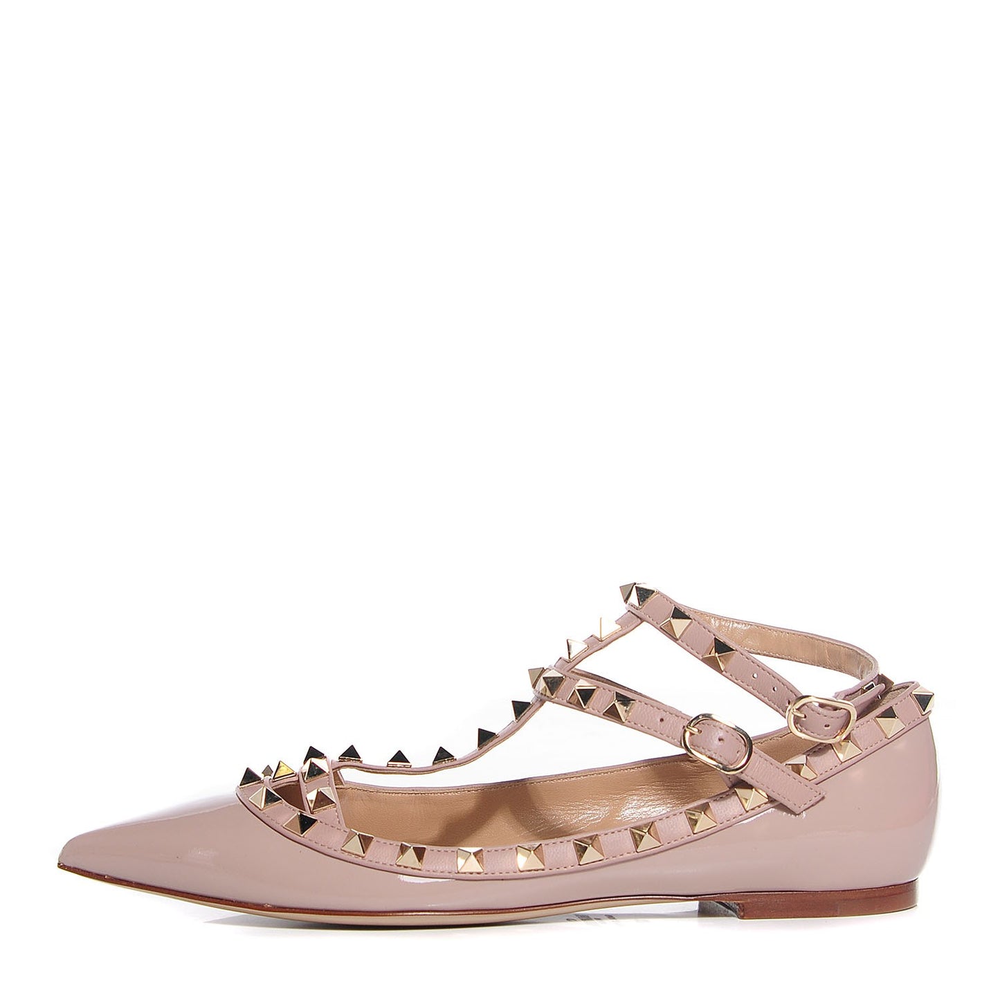 Patent Rockstud Cage Ballerina Flats 37.5 Poudre
