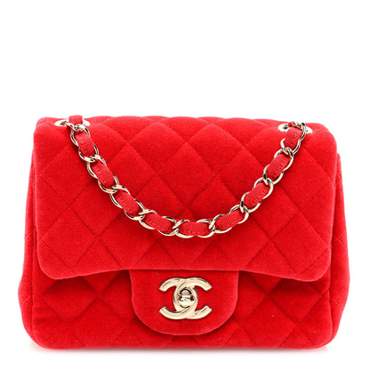 Chanel Velvet Quilted Mini Square Flap Red 1 of 10