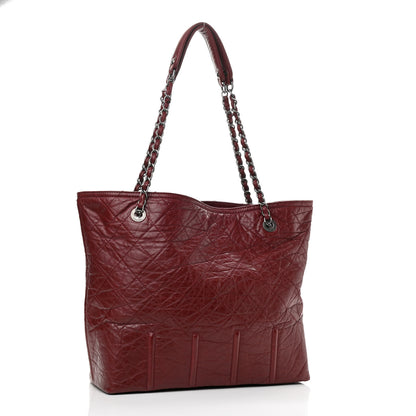 Chanel Aged Calfskin Large Shopping In Moscow Tote Burgundy 3 of 10