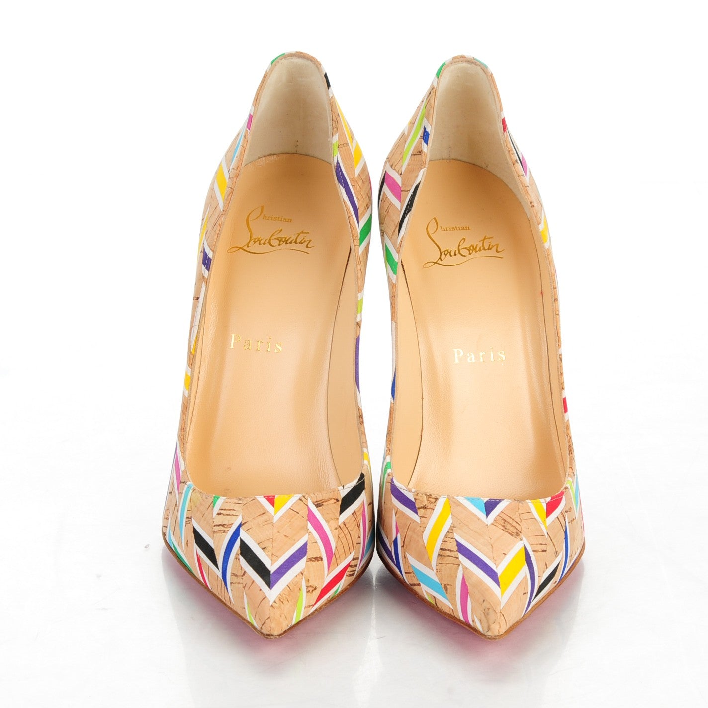 Christian Louboutin Cork Chevron Print Pigalle Follies 100 Pumps 37.5 Multicolor 2 of 7
