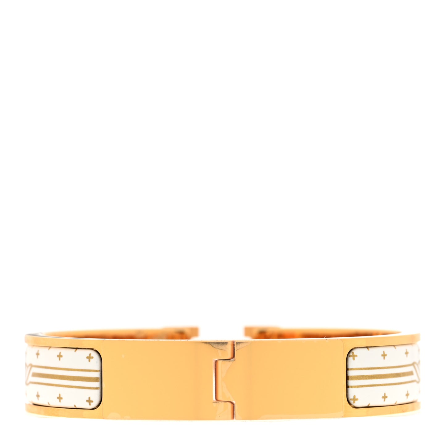 Enamel Printed Quadrige Au Fil Narrow Clic Clac H Bracelet PM Orfevre Jaune Or Blanc