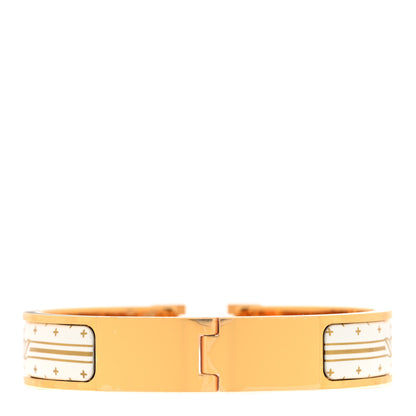 Hermes Enamel Printed Quadrige Au Fil Narrow Clic Clac H Bracelet PM Orfevre Jaune Or Blanc 3 of 5